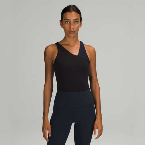 Lululemon Nulu Asymmetrical Bodysuit size 2/4 Black/True Navy BLK/TRNV - Picture 4 of 7
